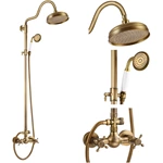 Brass Bathroom rainfall Exposed wall mounted shower system shower set