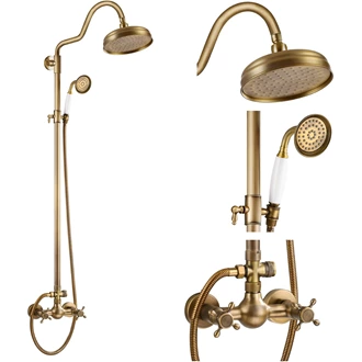 Brass Bathroom rainfall Exposed wall mounted shower system shower set