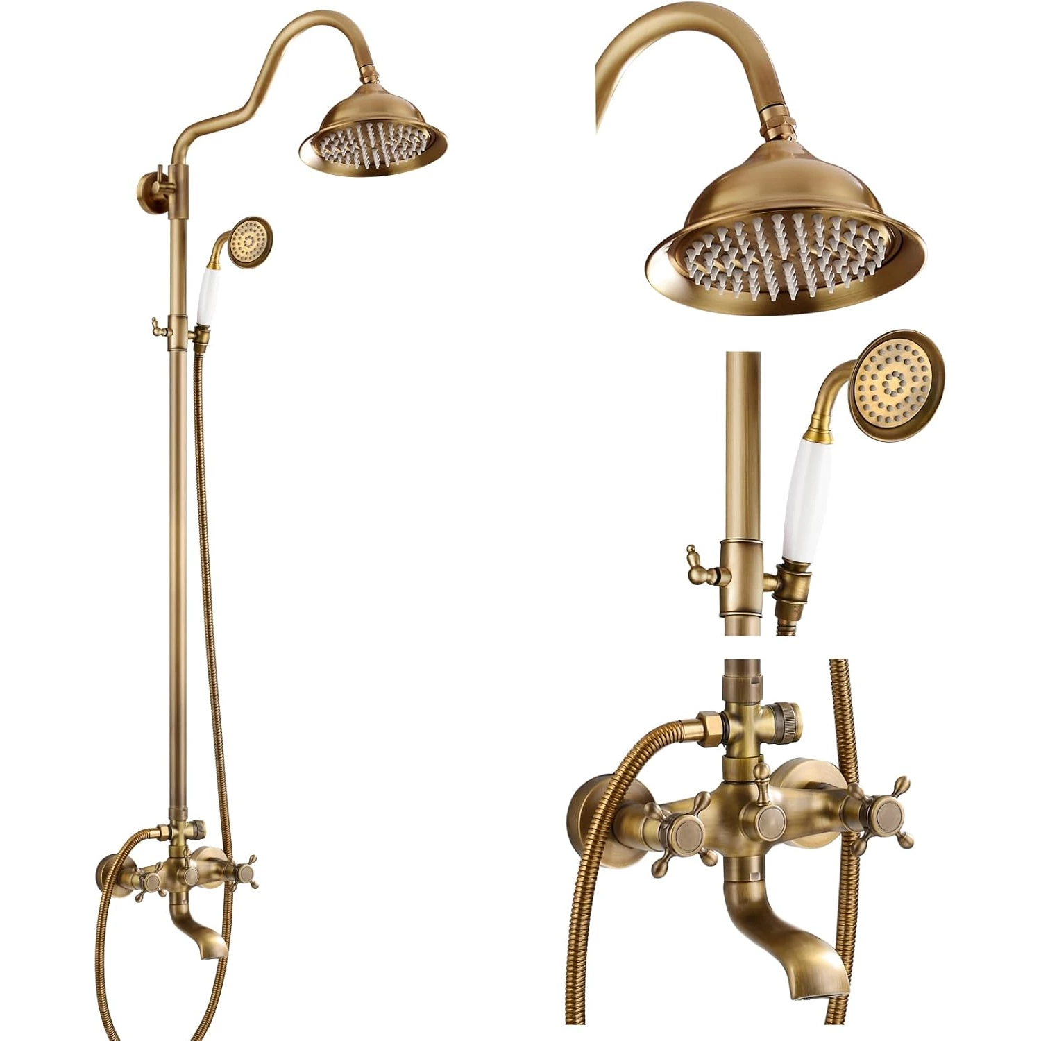 Exposed Bathroom rainfall Brass wall mounted shower system shower set