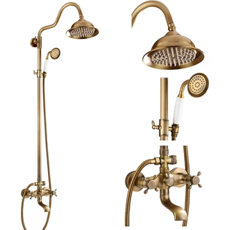 Exposed Bathroom rainfall Brass wall mounted shower system shower set