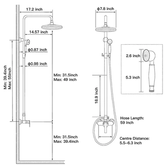 Rainfall Brass Exposed shower set bathroom shower kits