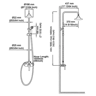 Exposed wall mounted shower system shower system kit