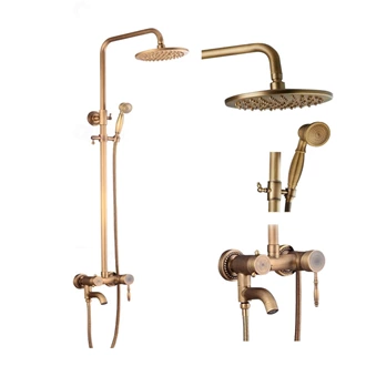 Bathroom Brass rainfall Exposed shower set shower and faucet set