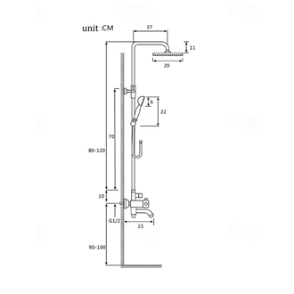 Bathroom Brass rainfall Exposed shower set shower and faucet set