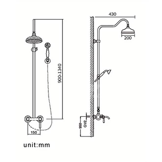 Bathroom rainfall Brass shower set Exposed shower system